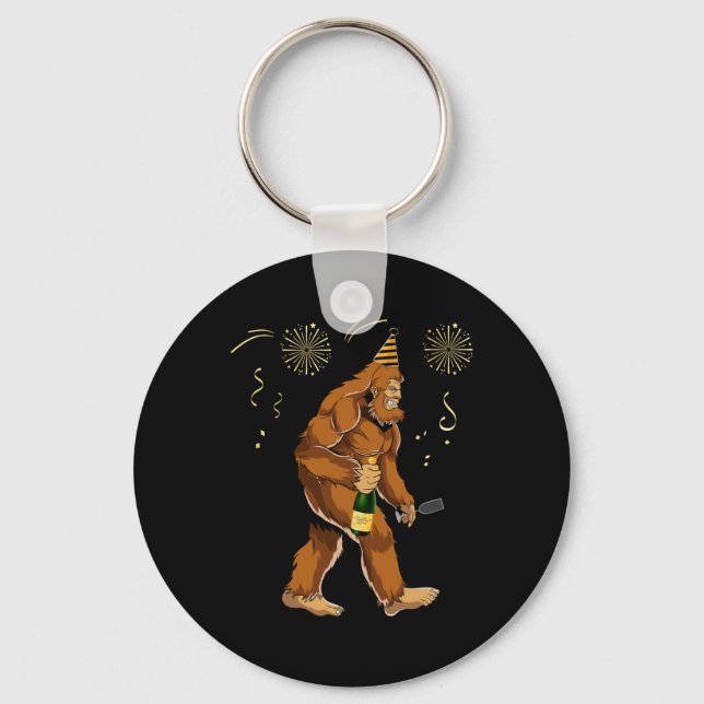 Bigfoot New Year Funny Outfit Sasquatch Holiday 20 Nyckelring (Framsida)
