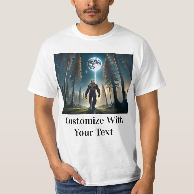 Bigfoot Night Skogen Måne T Shirt (Framsida)