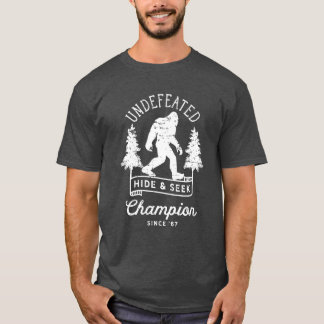 Bigfoot Obesegrad Göm och Seek Champion Distress T Shirt