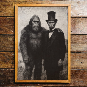 Bigfoot och Abraham Lincoln Vintage Wall Art Print Poster