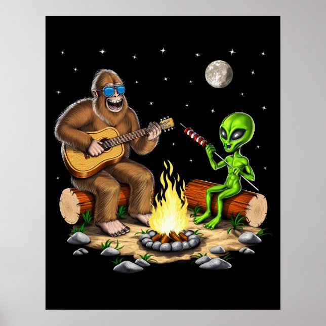 Bigfoot och Alien Camping Poster (Framsidan)