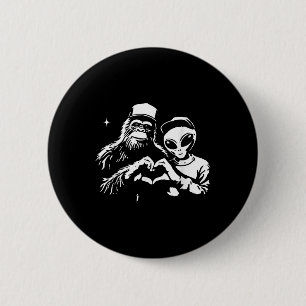 Bigfoot och Alien Heart Händer, stora Valentineser Knapp