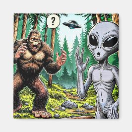 Bigfoot och Alien Humor Magnet