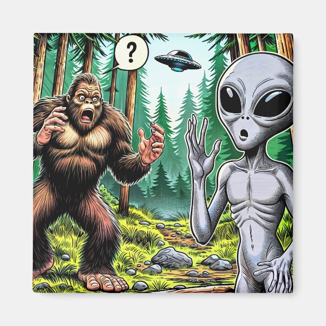 Bigfoot och Alien Humor Magnet (Framsidan)