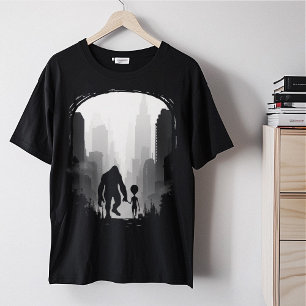Bigfoot och Alien i egen regn grafik T Shirt