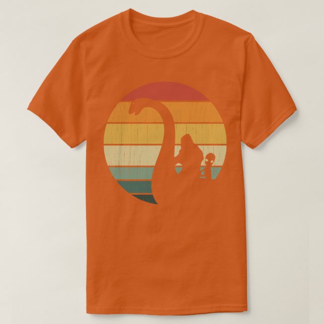 Bigfoot och Alien Riding Loch Ness Monster-musik T Shirt (Design framsida)