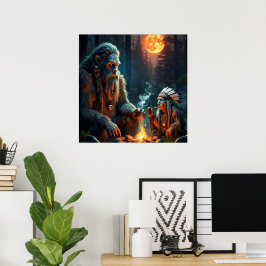 Bigfoot och Chief Moonlit Forest Poster