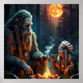 Bigfoot och Chief Moonlit Forest Poster