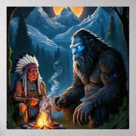 Bigfoot och Chief Moonlit Forest Poster