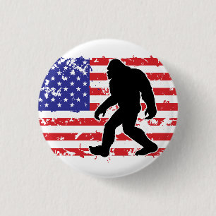 Bigfoot och den amerikanska flaggan knapp
