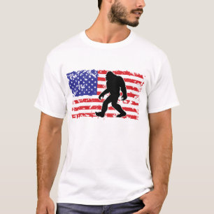 Bigfoot och den amerikanska flaggan t shirt