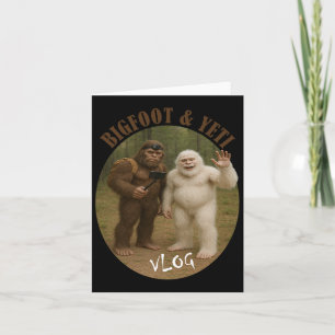 Bigfoot och Friend Vlog Funny Memine Hiking Selfie Kort