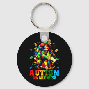 Bigfoot och Puzzle Delar Autism Awareness Day Aut Nyckelring