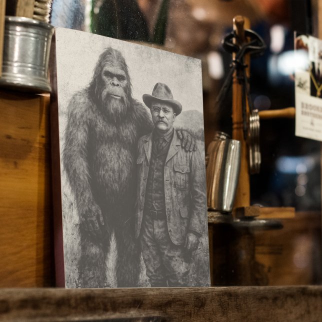 Bigfoot och Teddy Roosevelt Wall Art Poster (Imagine Bigfoot and Teddy Roosevelt hanging out! Teddy even wrote about a trapper's Bigfoot sighting)