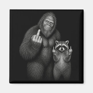 Bigfoot och tvättbjörn med långfinger magnet
