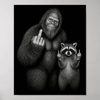 Bigfoot och tvättbjörn med långfinger poster