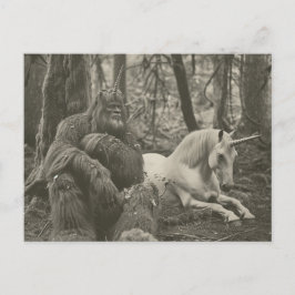 Bigfoot och Unicorn Vintage Fotography Postcard Vykort