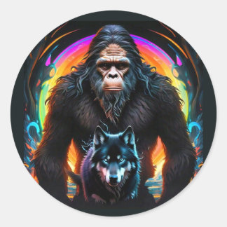 Bigfoot- och Varg-portal Runt Klistermärke