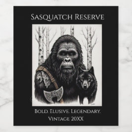 Bigfoot och Varg Vinflaska Etikett