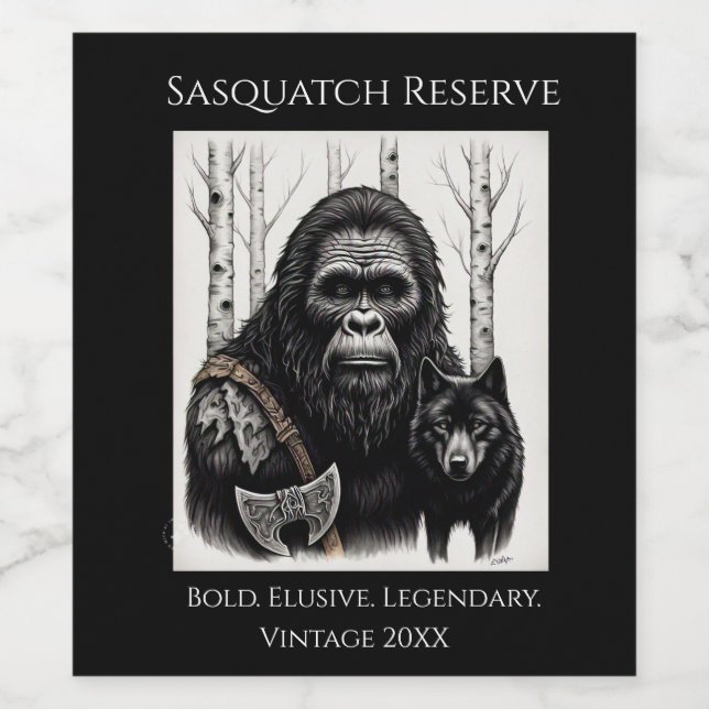 Bigfoot och Varg Vinflaska Etikett (Singel etikett)