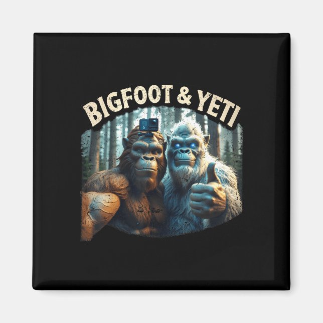 Bigfoot och yeti selfie kryptid squatch jägare magnet (Framsidan)