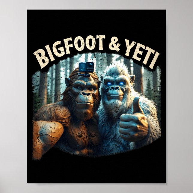 Bigfoot och yeti selfie kryptid squatch jägare poster (Framsidan)