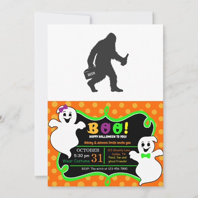 Bigfoot öl siluett inbjudningar (Framsida)