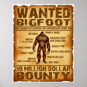 Bigfoot önskade affischen 10 miljon poster