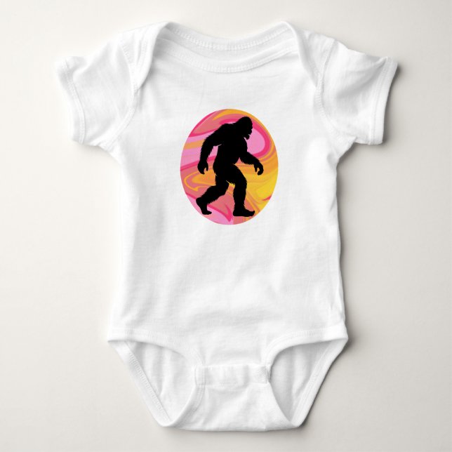 Bigfoot på rosa och gul t shirt (Framsida)