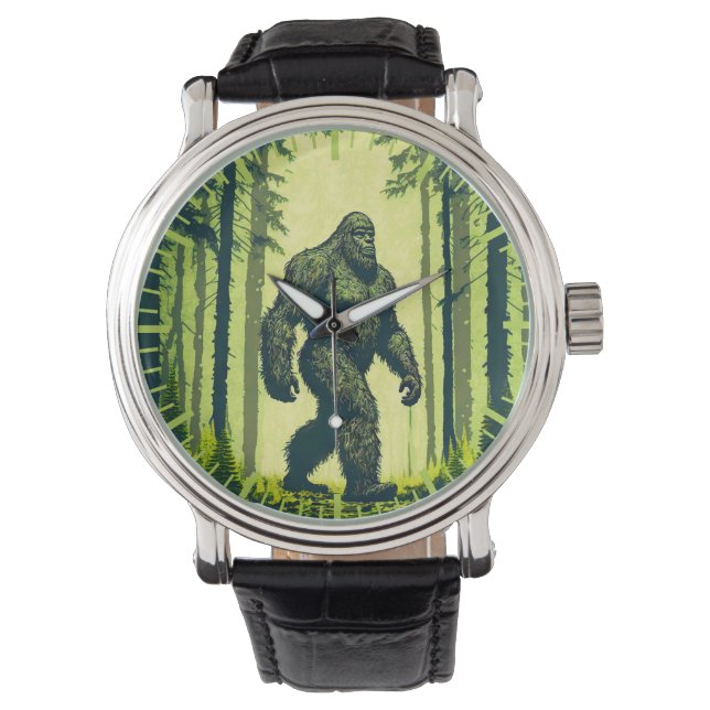 Bigfoot på skogspromenad armbandsur (Framsida)