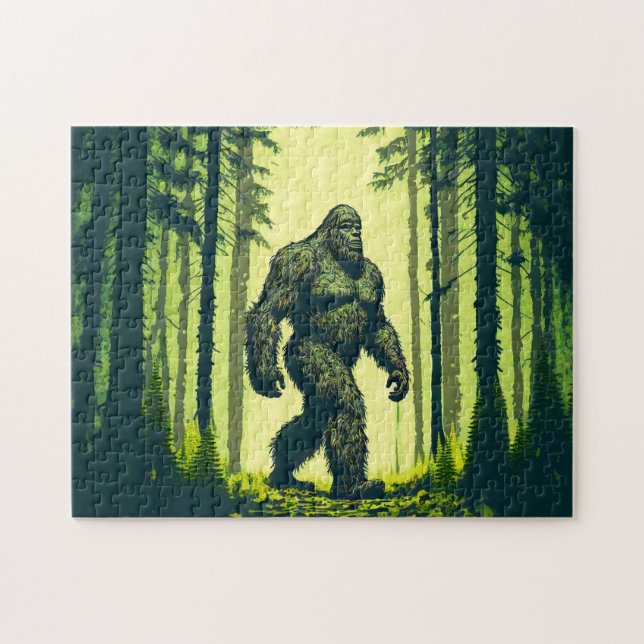 Bigfoot på skogspromenad pussel (Horisontell)