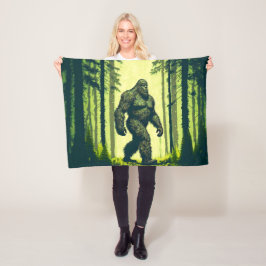 Bigfoot på skogspromenad Sasquatch Fleecefilt