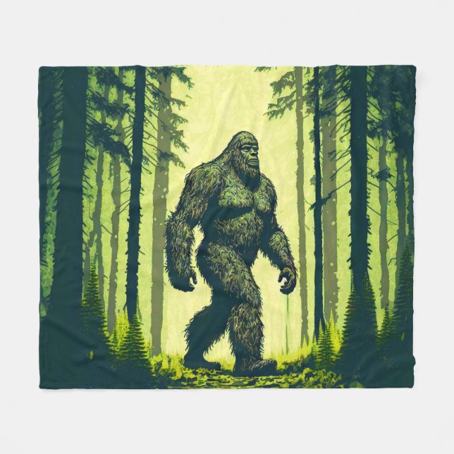 Bigfoot på skogspromenad Sasquatch  Fleecefilt (Framsidan (Horisontell))