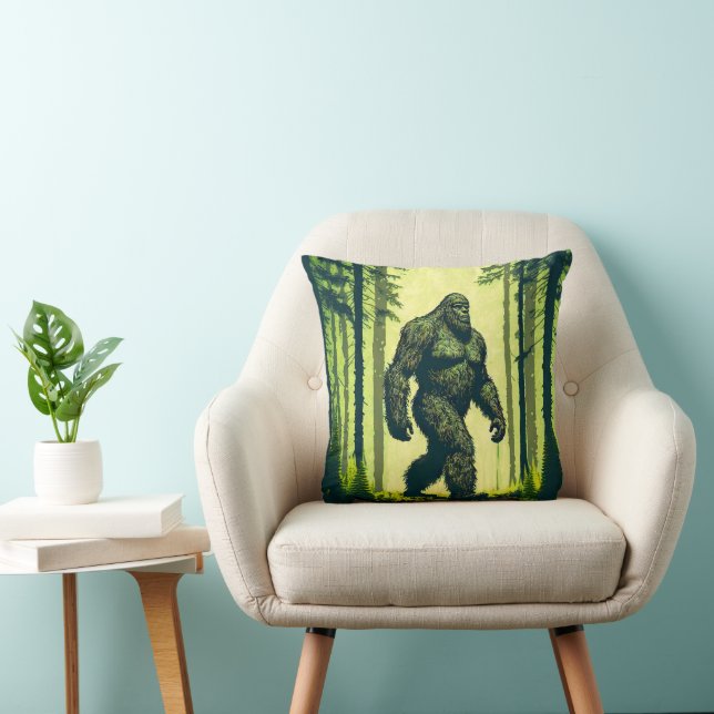 Bigfoot på skogspromenad Sasquatch Kudde (Stol)
