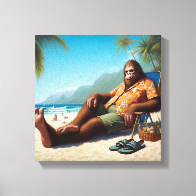 Bigfoot på stranden canvastryck (Framsida)