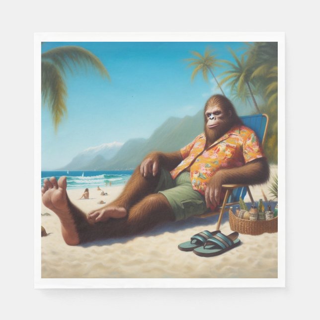 Bigfoot på stranden pappersservett (Framsidan)