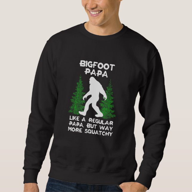Bigfoot Pappa Funny Sasquatch Gift Tee Shirt Lång Ärmad Tröja (Framsida)