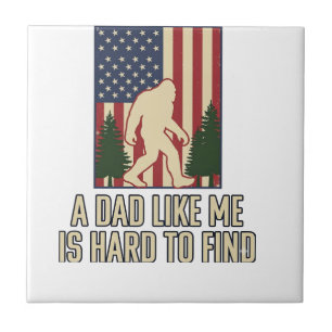 Bigfoot Pappa Vintage Amerikansk Flagga Tröja Desi Kakelplatta