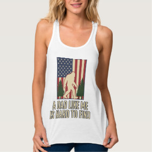 Bigfoot Pappa Vintage Amerikansk Flagga Tröja Desi Linne Med Racerback