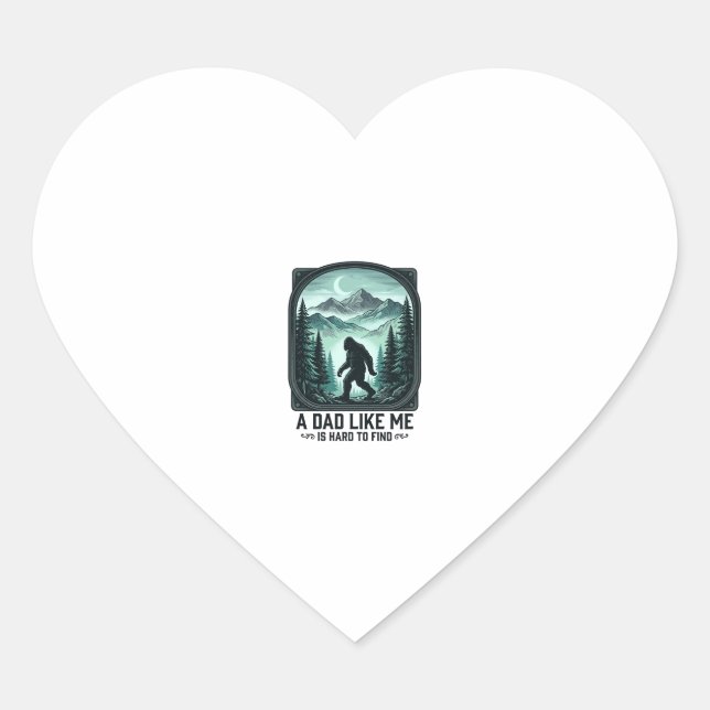 Bigfoot Pappa Vintage Gravyr Rolig Fader Tröja D Hjärtformat Klistermärke (Framsida)