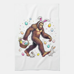 Bigfoot Påskdag Rolig Sasquatch Kökshandduk