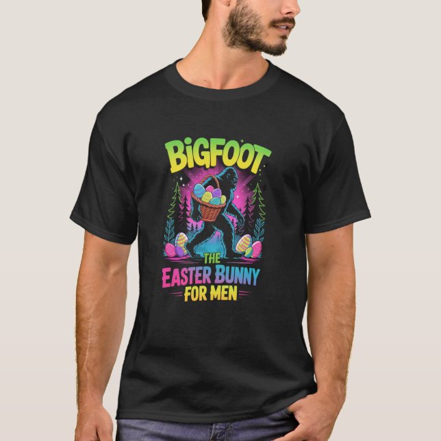 Bigfoot Påskharen Mäns T-shirt Sasquatch (Framsida)