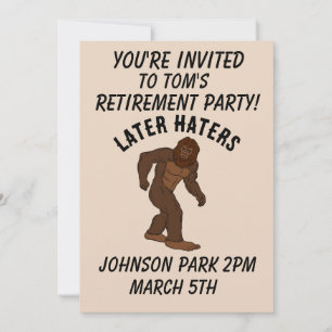 BIGFOOT PENSION PARTY ANPASSNINGSBAR INVITATIONS INBJUDNINGAR