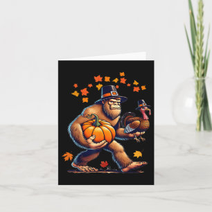 Bigfoot Pilgrim Mössa Turkdag Pumpa Thanksgiving Kort