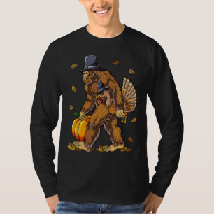 Bigfoot Pilgrim Turkey Pumpkin Thanksgiving Day Bo T Shirt