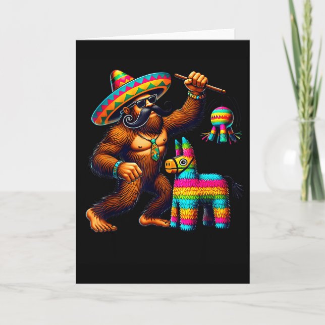 Bigfoot Pinata Cinco De Mayo Mexikansk Sasquatch B Kort (Framsida)