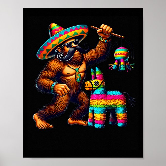 Bigfoot Pinata Cinco De Mayo Mexikansk Sasquatch B Poster (Framsidan)