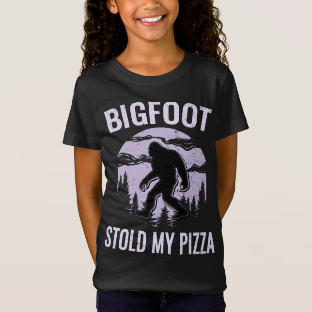 Bigfoot Pizza Forest Park Sasquatch Tro Camper T Shirt (Framsida)