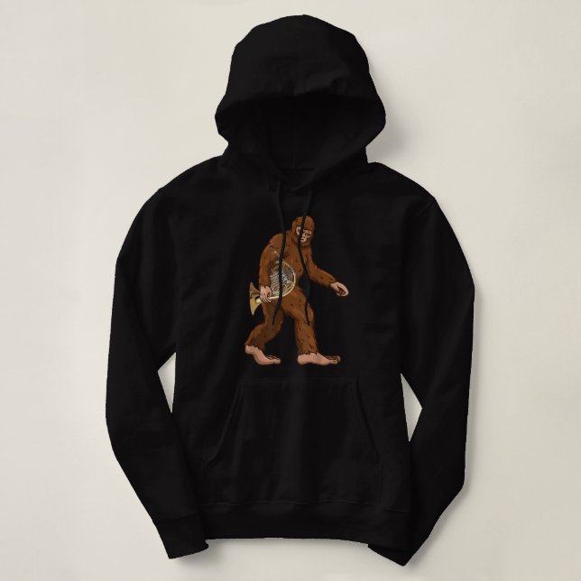 Bigfoot Play Fransk Horn Player Musician Funny T Shirt (Design framsida)
