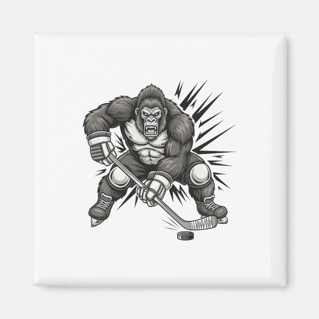 Bigfoot Player Playing Hockey Funny Sasquatch Ice  Magnet (Framsidan)